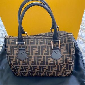 Authentic Fendi Zucca Canvas Boston Bag